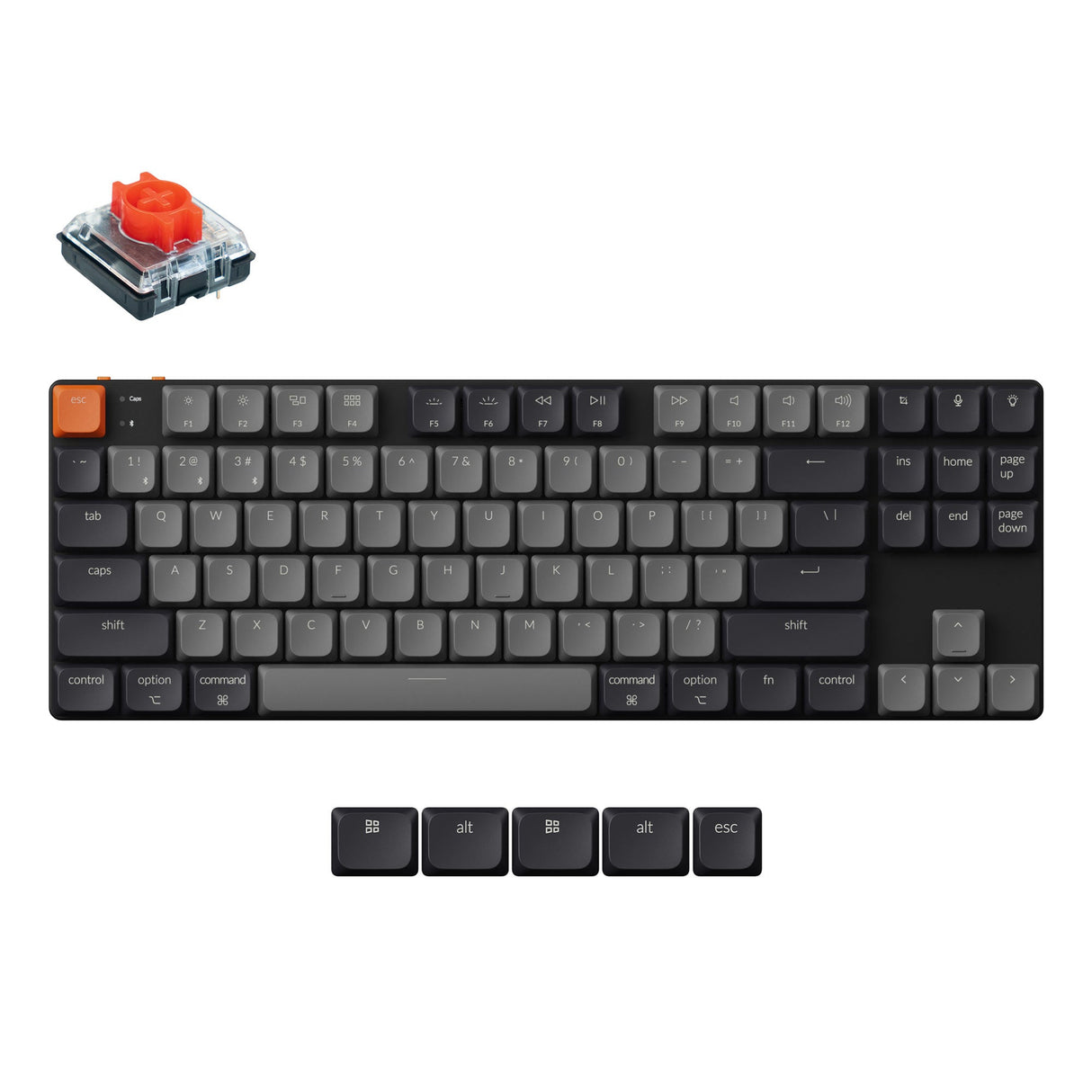 Keychron K1 Version 6 Ultra Slim TKL Layout Wireless Mechanical Keyboard Low Profile Red Switch