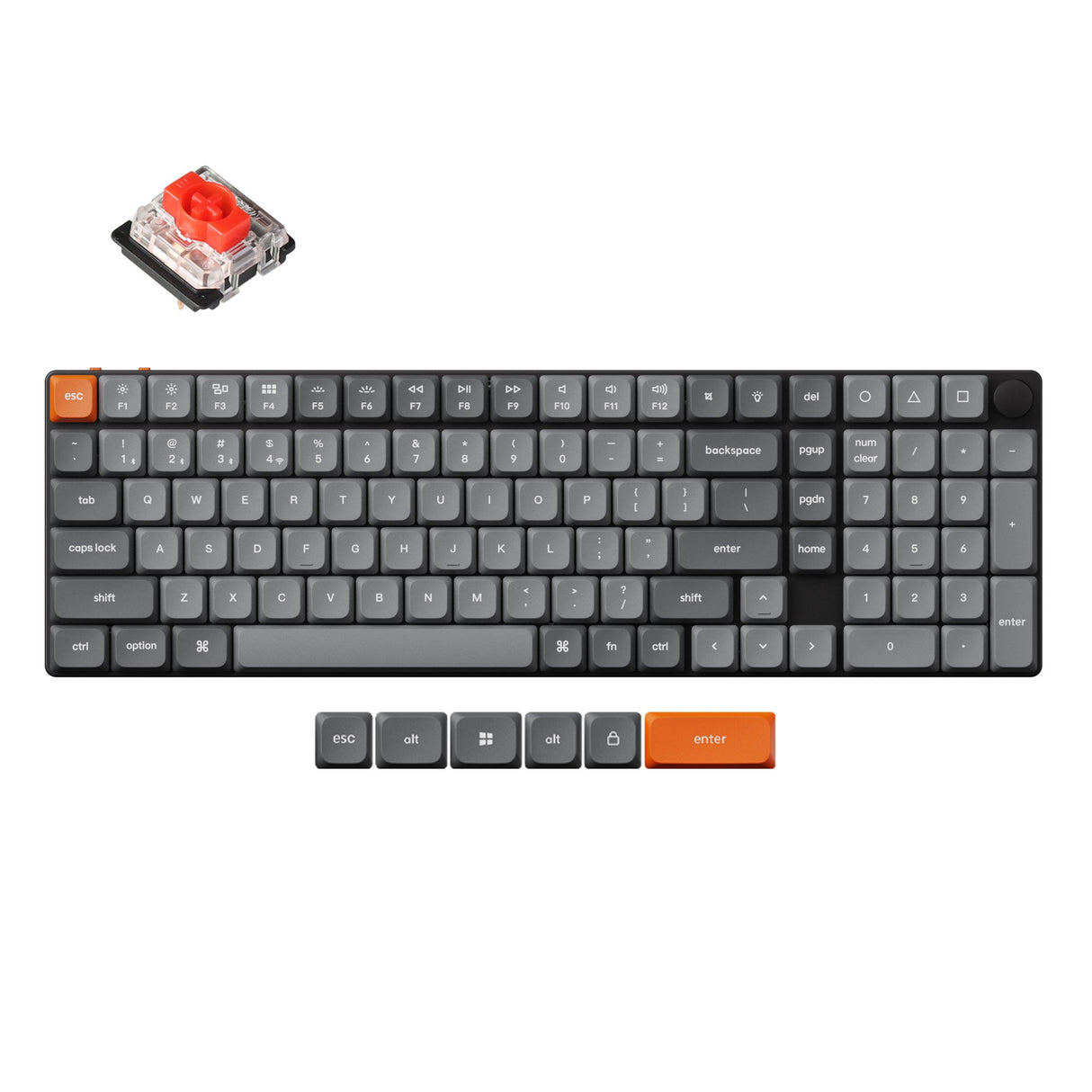 Keychron K17 Max QMK Wireless Custom Mechanical Keyboard 96 Percent Layout Fully Assembled for Mac Windows Linux Gateron Low Profile Red