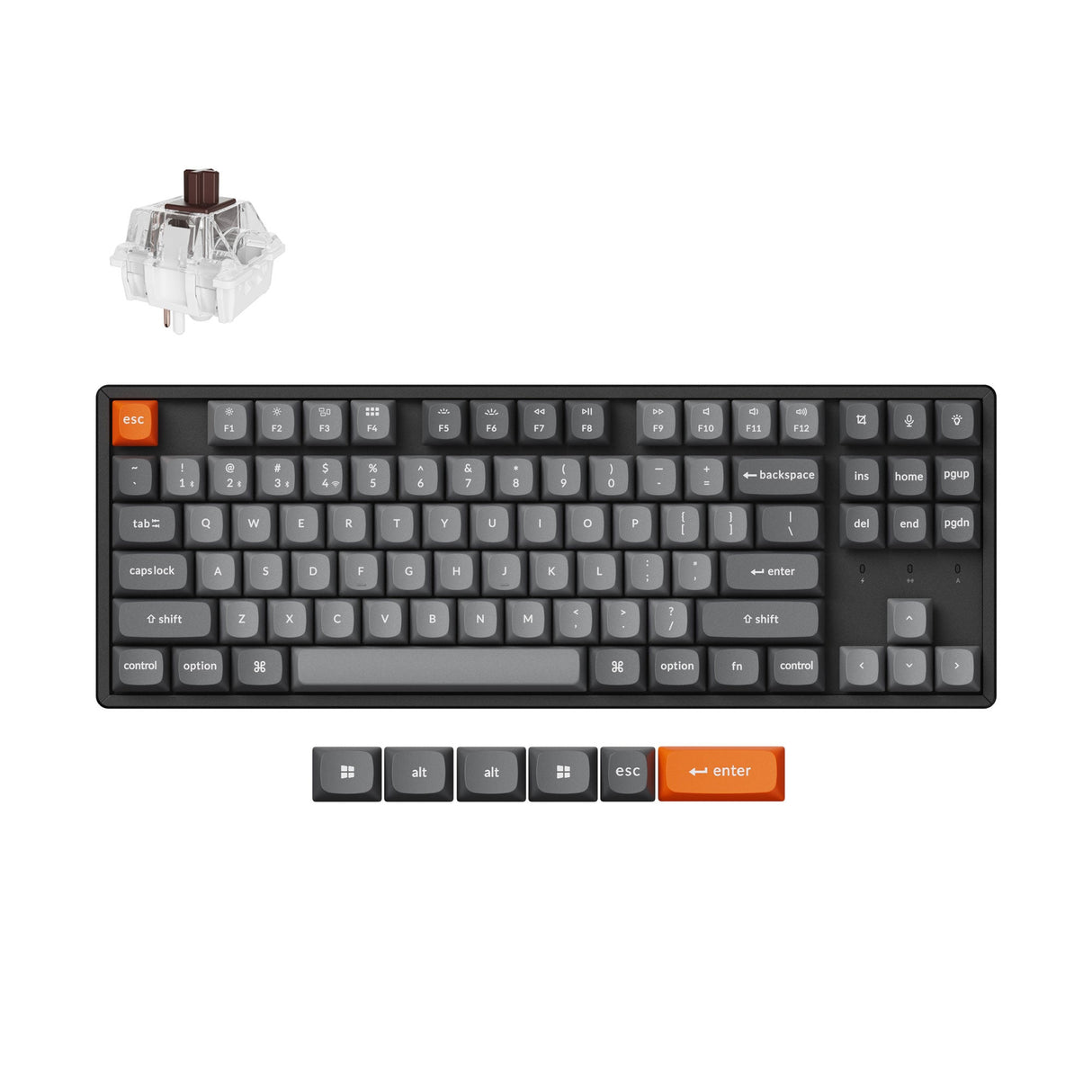 Keychron K8 Max QMK Wireless Custom Mechanical Keyboard Hot Swappable RGB Backlight Aluminum Frame TKL Layout Fully Assembled for Mac Windows Linux Keychron Super Brown