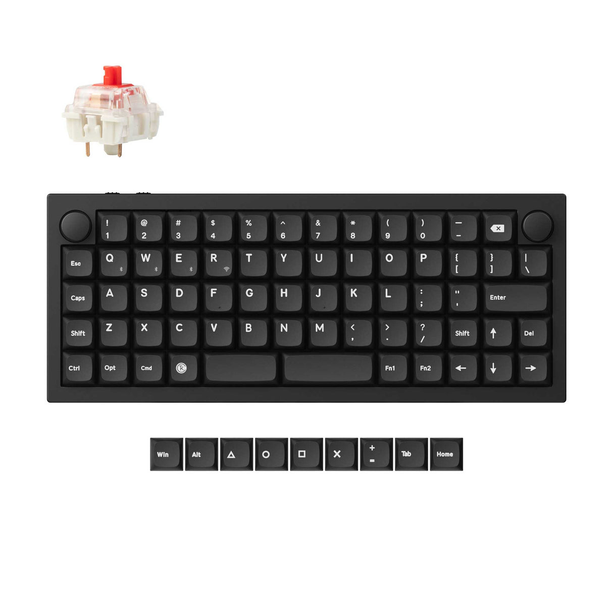 Keychron Q15 Max QMK Ortholinear Wireless Custom Mechanical Keyboard Aluminum Black Fully Assembled Knob for Mac Windows Linux Gateron Jupiter Red