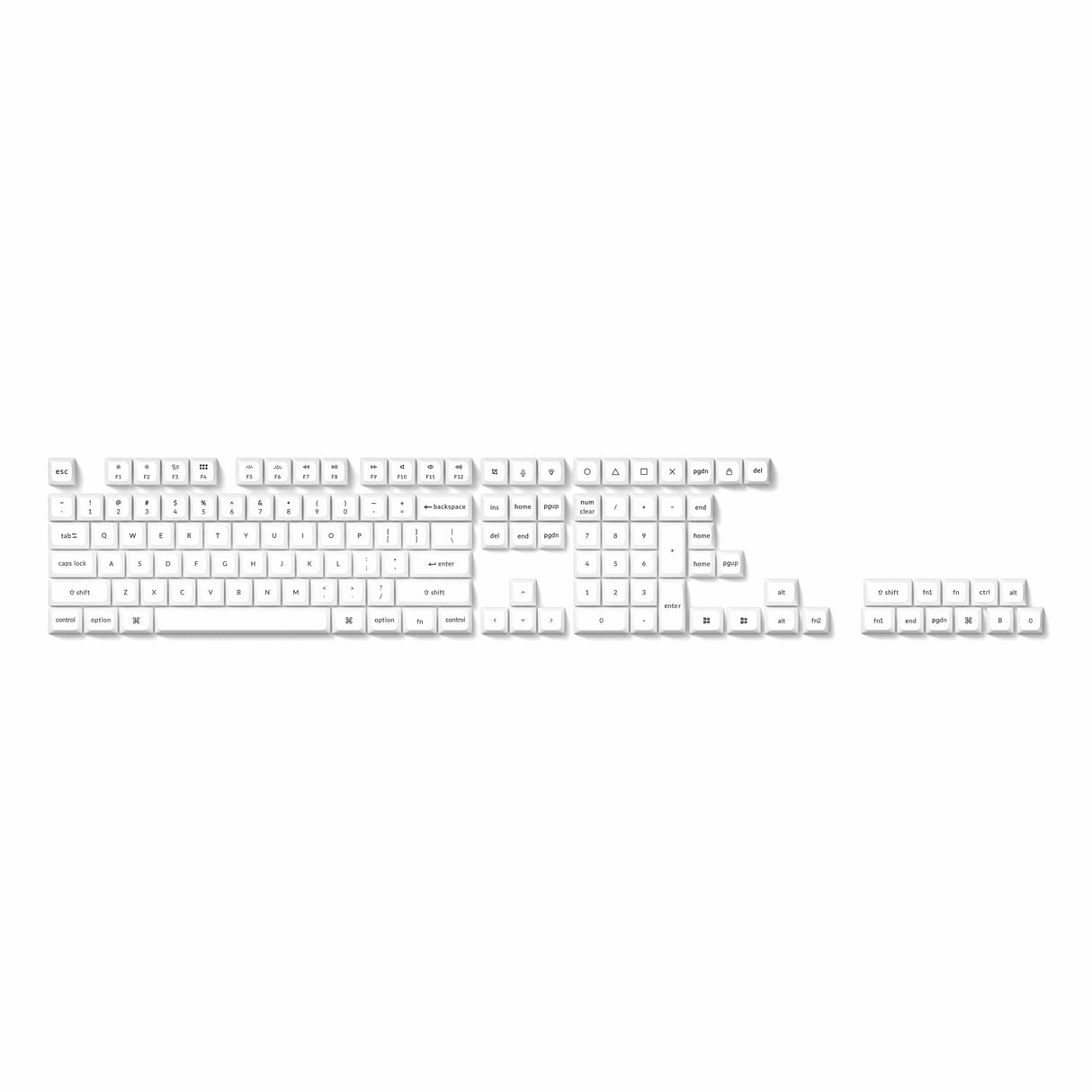 Double Shot KSA PBT Keycap Full Keycap Set Black on White