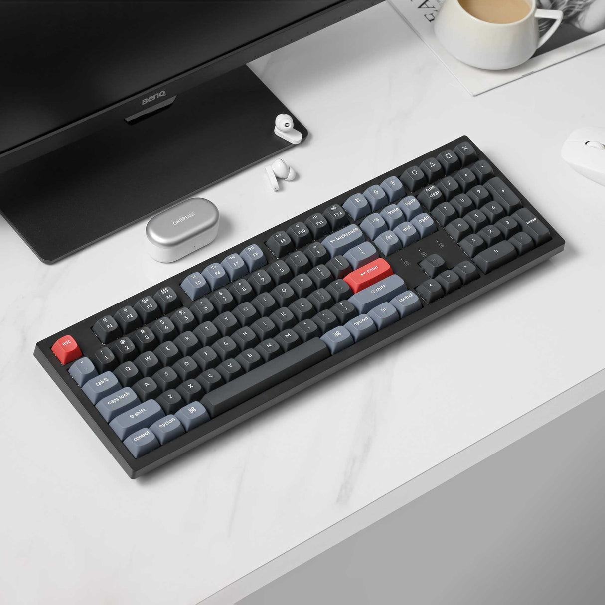 Keychron K10 Pro QMK VIA Wireless Custom Mechanical Keyboard Full Size for Mac Windows Linux hot-swappable with MX Switch Camera Shot