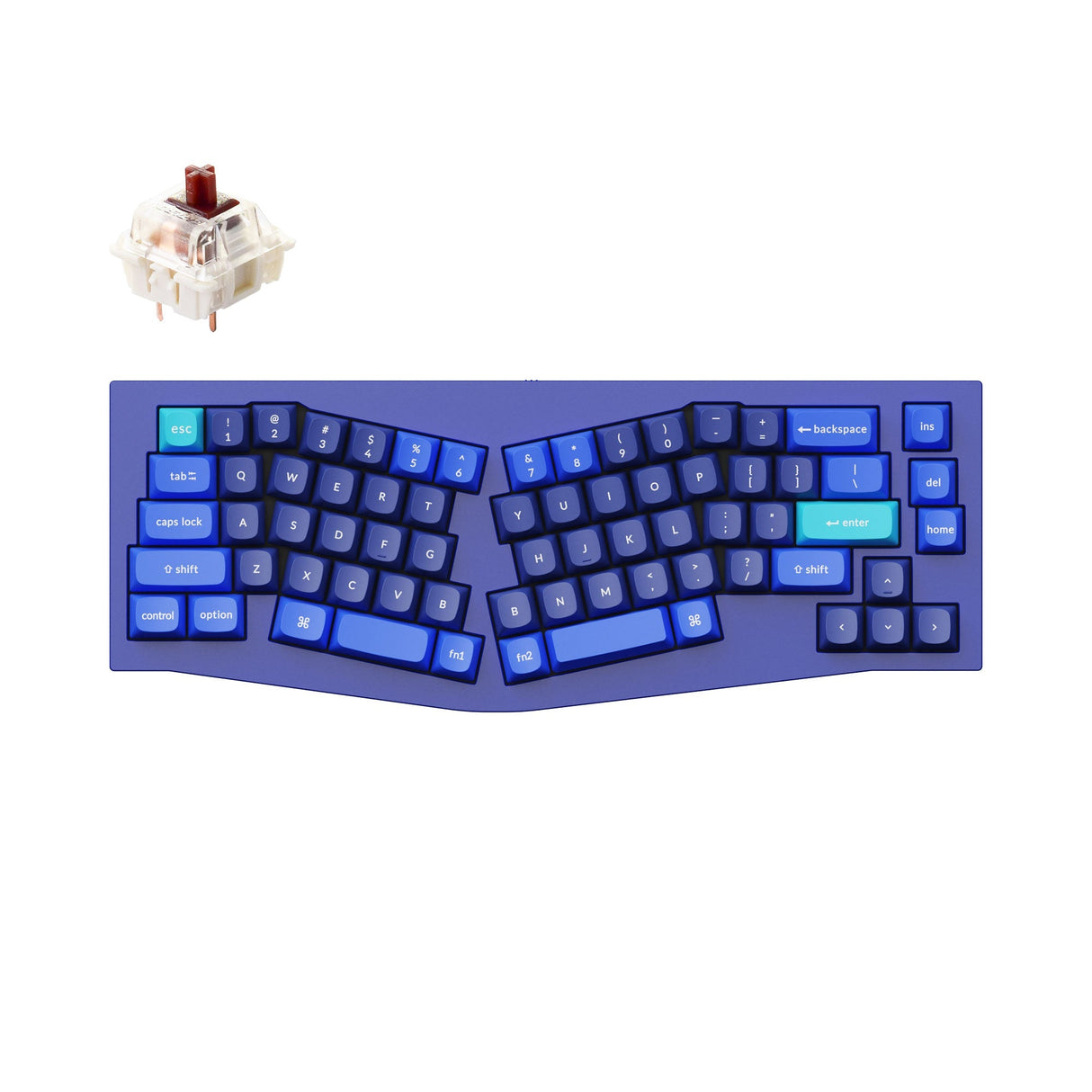 Keychron Q8 QMK/VIA custom mechanical keyboard Alice layout full aluminum blue frame for Mac Windows Linux fully assembled Gateron G Pro switch brown