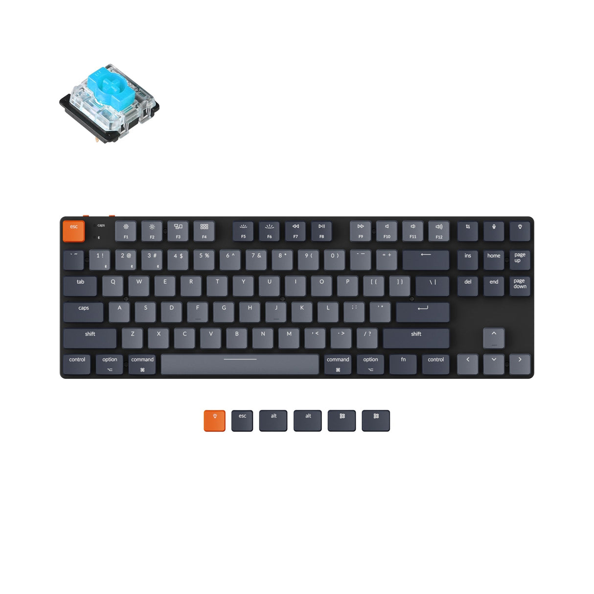 keychron k1 se ultra slim wireless mechanical keyboard low profile gateron switch blue white backlight for mac windows